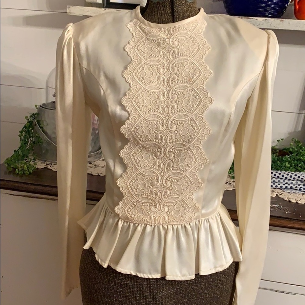 COPY - GUNNE SAX vintage blouse.Vintage Satin lace blouse